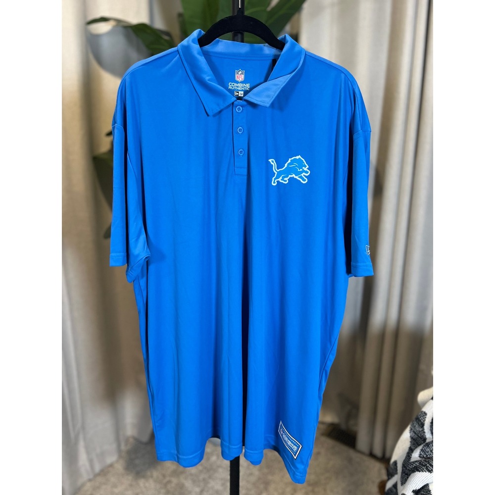 New Era NFL Combine Authentic Detroit Lions Polo Shirt Blue Mens 3XL